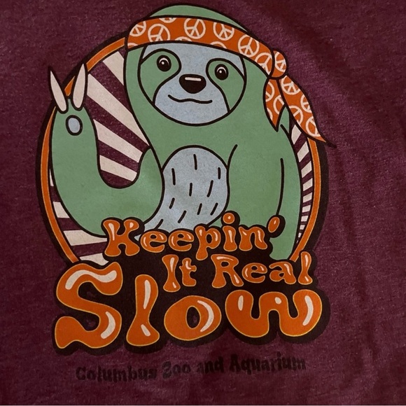 Maroon Hippie Sloth Graphic T-Shirt from Columbia Zoo - Picture 4 of 5